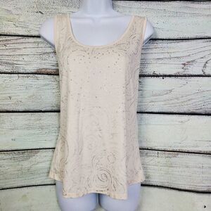 Maurices Women’s Cream Beige Embellished Sleeveless Tank Top Size Large